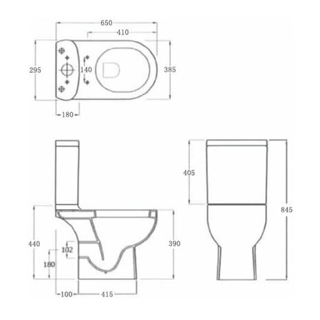 Toilet met afvoer achter keramiek wit 9