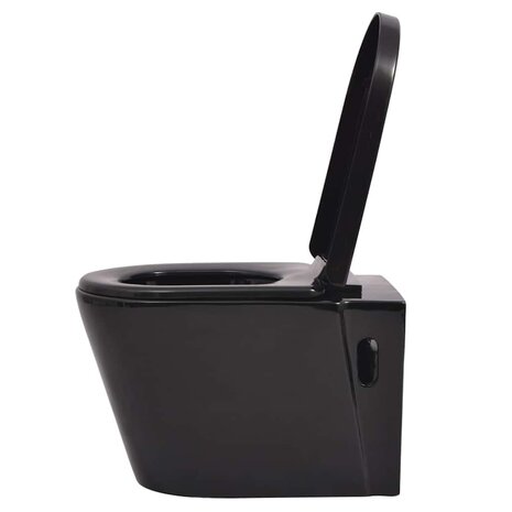 Hangend toilet met verborgen stortbak keramiek zwart 4