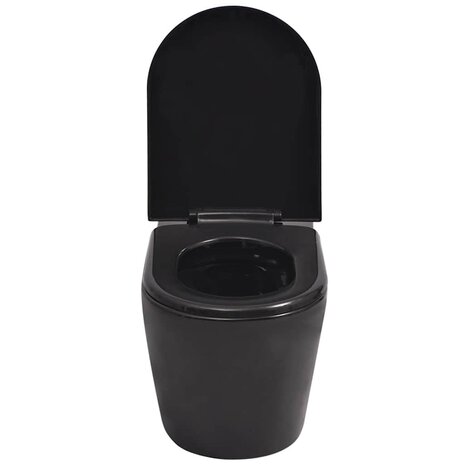 Hangend toilet met verborgen stortbak keramiek zwart 5