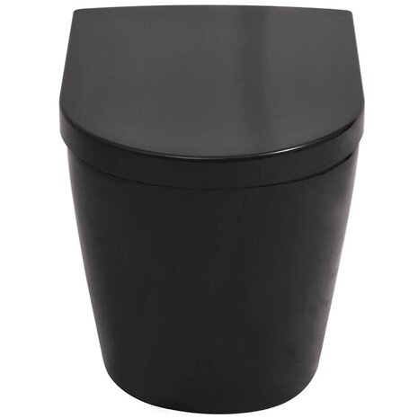 Hangend toilet met verborgen stortbak keramiek zwart 6