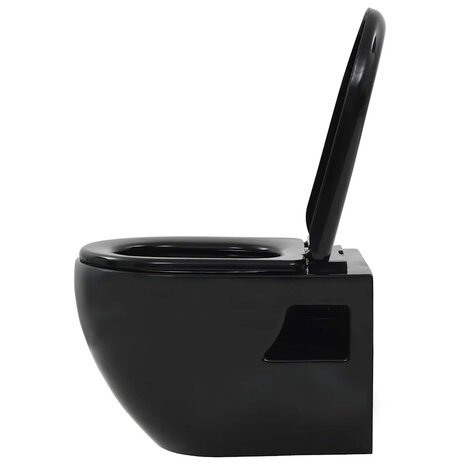Hangend toilet met verborgen stortbak keramiek zwart 6