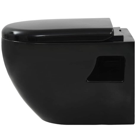 Hangend toilet met verborgen stortbak keramiek zwart 8