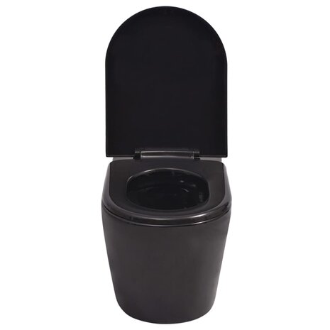 Hangend toilet met verborgen stortbak keramiek zwart 4