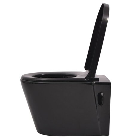 Hangend toilet met verborgen stortbak keramiek zwart 5