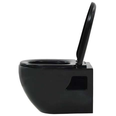 Hangend toilet met verborgen stortbak keramiek zwart 5