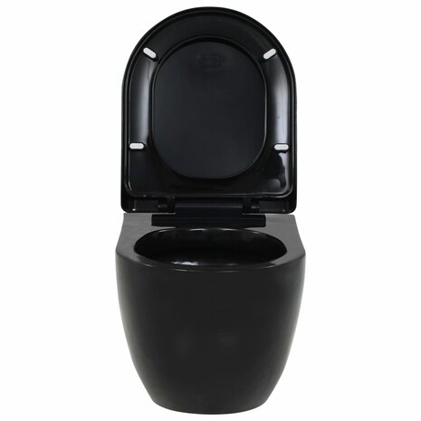 Hangend toilet met verborgen stortbak keramiek zwart 7