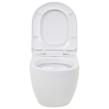 Hangend toilet met hoge verbogen stortbak keramiek 5