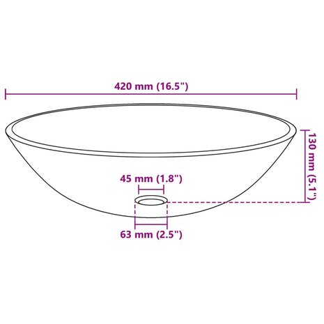 Wasbak gehard glas 42 cm matglas 4