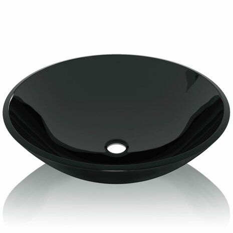 Wasbak gehard glas 42 cm zwart 3