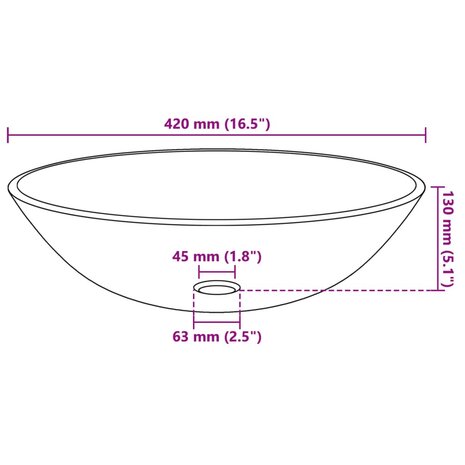 Wasbak gehard glas 42 cm zwart 4