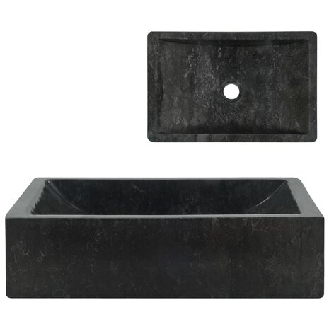 Gootsteen 45x30x12 cm marmer hoogglans zwart 1