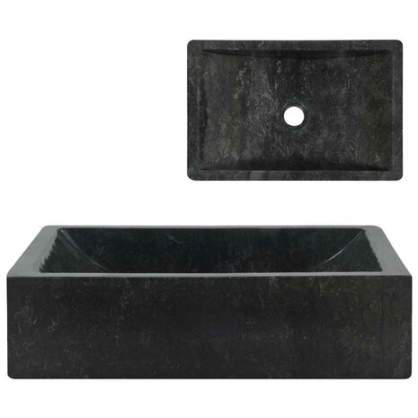 Gootsteen 45x30x12 cm marmer hoogglans zwart 2