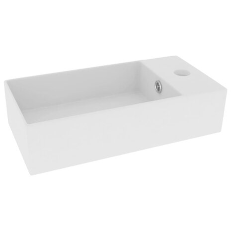 Wastafel met overloop keramiek matwit 2