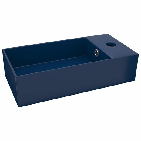 Wastafel met overloop keramiek donkerblauw 2