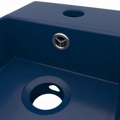 Wastafel met overloop keramiek donkerblauw 5