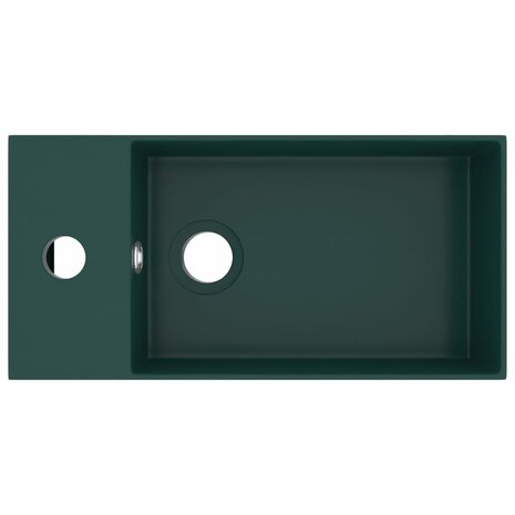 Wastafel met overloop keramiek donkergroen 3