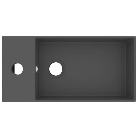 Wastafel met overloop keramiek donkergrijs 3