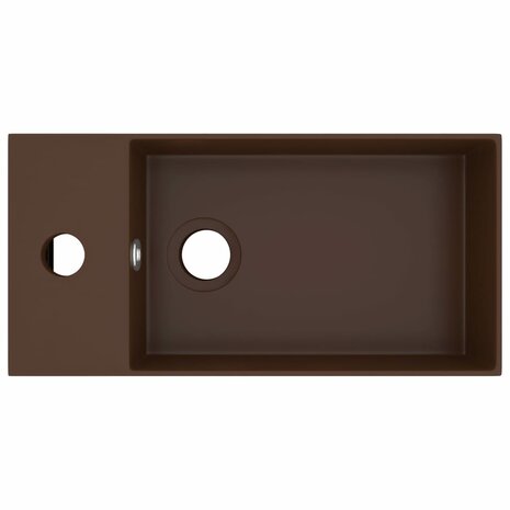 Wastafel met overloop keramiek donkerbruin 3
