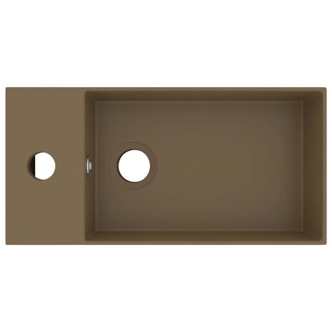 Wastafel met overloop keramiek matcrème 3