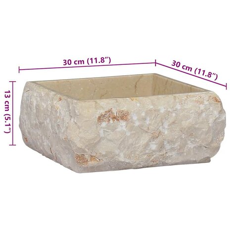 Gootsteen 30x30x13 cm marmer crèmekleurig 8