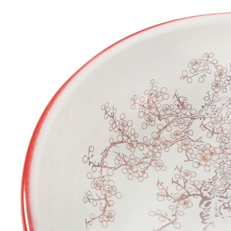 Opzetwasbak rond Φ41x14 cm keramiek wit en rood 5