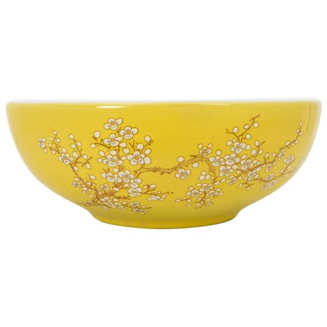 Opzetwasbak rond Φ41x14 cm keramiek wit en geel 2
