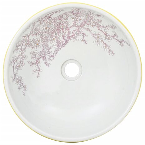 Opzetwasbak rond Φ41x14 cm keramiek wit en geel 4