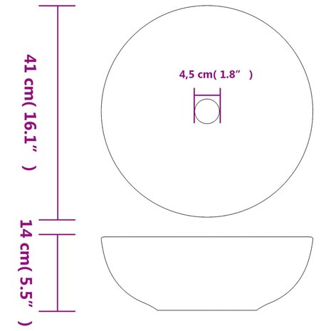 Opzetwasbak rond Φ41x14 cm keramiek wit en geel 6