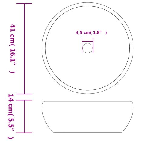Opzetwasbak rond Φ41x14 cm keramiek zwart en grijs 6
