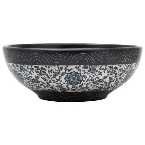 Opzetwasbak rond Φ41x14 cm keramiek zwart en blauw 2