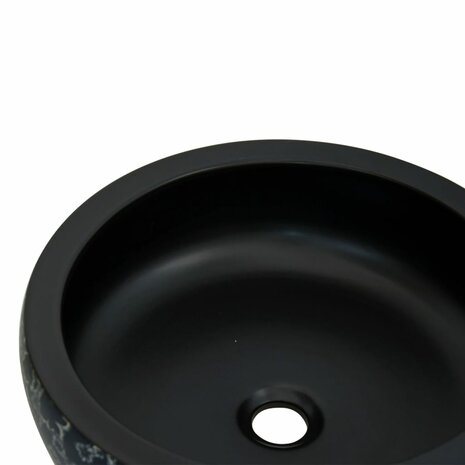 Opzetwasbak rond Φ41x14 cm keramiek zwart en blauw 5