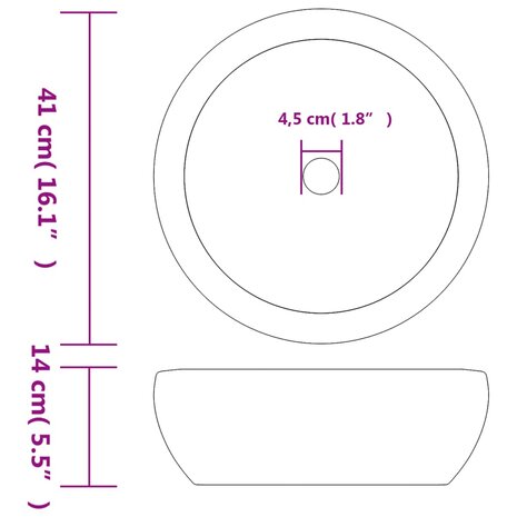 Opzetwasbak rond Φ41x14 cm keramiek zwart en blauw 6