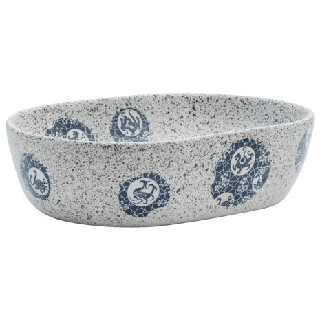 Opzetwasbak ovaal 47x33x13 cm keramiek grijs en blauw 2