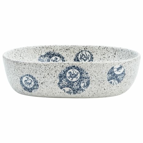 Opzetwasbak ovaal 47x33x13 cm keramiek grijs en blauw 3