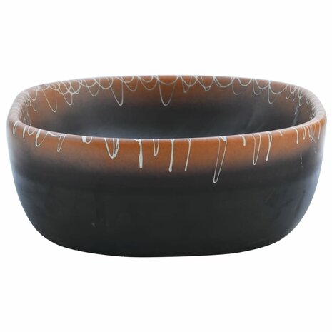 Opzetwasbak ovaal 47x33x13 cm keramiek zwart en oranje 5