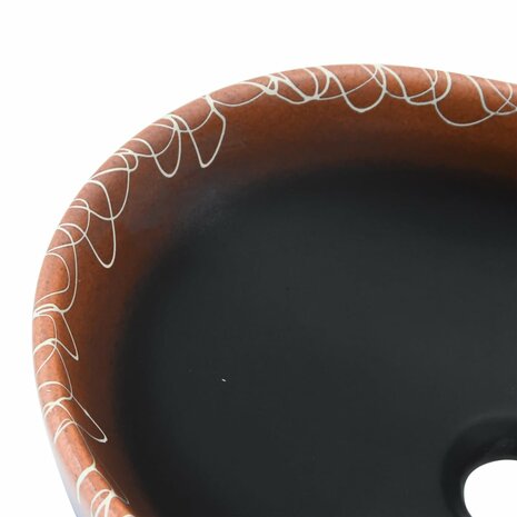 Opzetwasbak ovaal 47x33x13 cm keramiek zwart en oranje 7