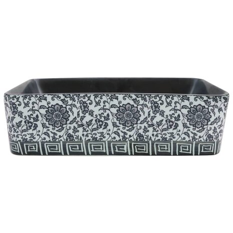 Opzetwasbak rechthoekig 46x35,5x13 cm keramiek zwart en blauw 3