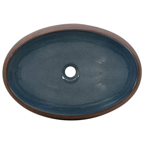 Opzetwasbak ovaal 59x40x15 cm keramiek bruin en blauw 6
