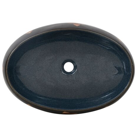 Opzetwasbak ovaal 59x40x15 cm keramiek zwart en blauw 6