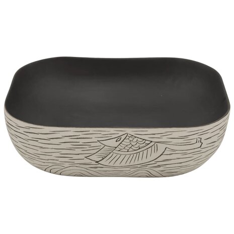 Opzetwasbak rechthoekig 48x37,5x13,5 cm keramiek grijs en zwart 4