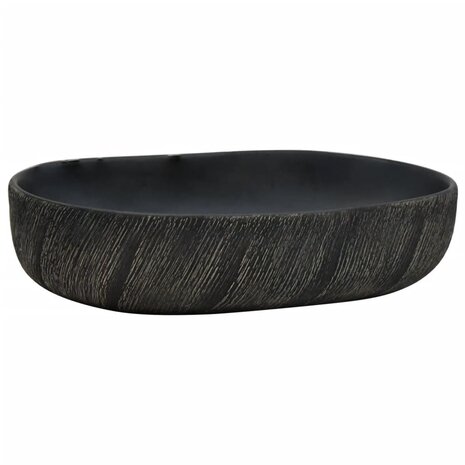 Opzetwasbak ovaal 59x40x14 cm keramiek zwart 2