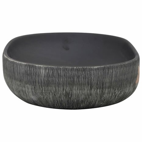 Opzetwasbak ovaal 59x40x14 cm keramiek grijs en zwart 5
