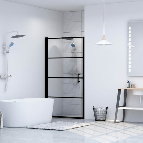 Douchedeur 81x195 cm gehard glas zwart 1
