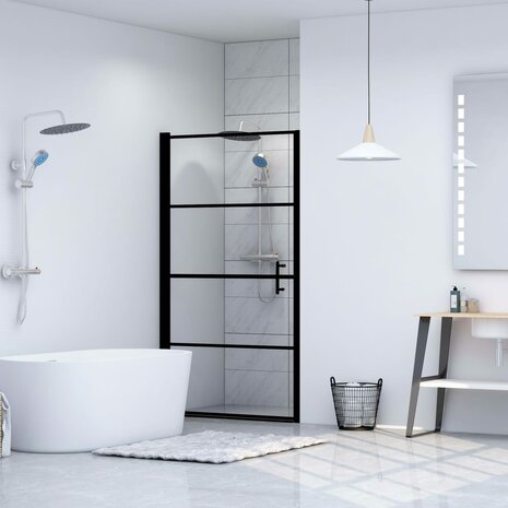 Douchedeur 91x195 cm gehard glas zwart 1