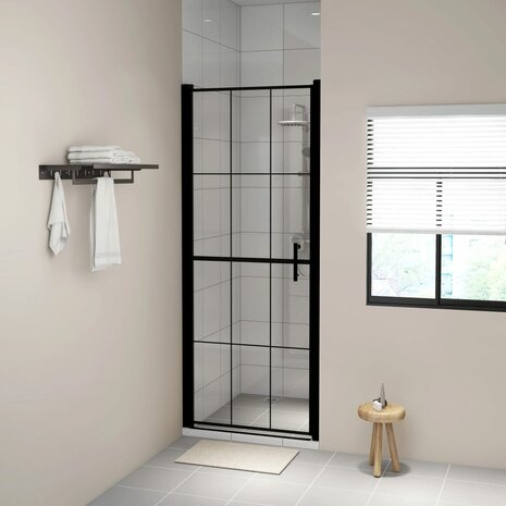 Douchedeur 91x195 cm gehard glas zwart 1