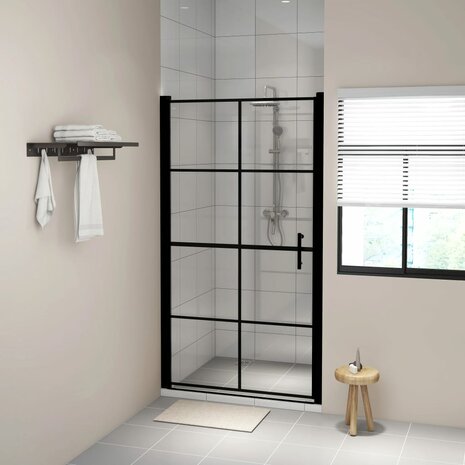 Douchedeur 100x178 cm gehard glas zwart 1