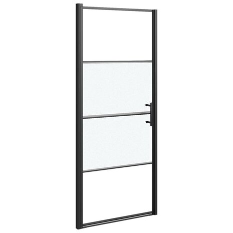 Douchedeur halfmat 81x195 cm gehard glas zwart 2