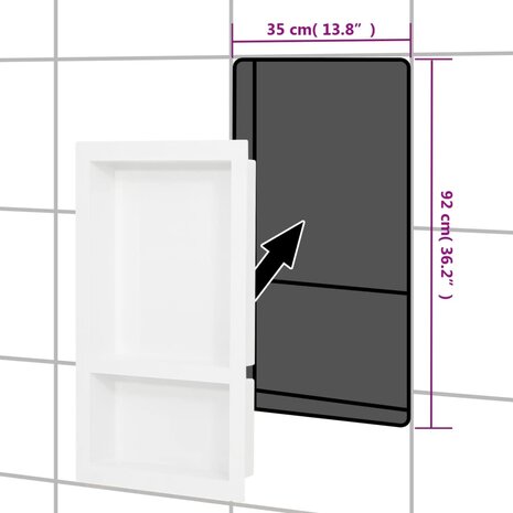 Douchenis met 2 vakken 41x69x9 cm hoogglans wit 6