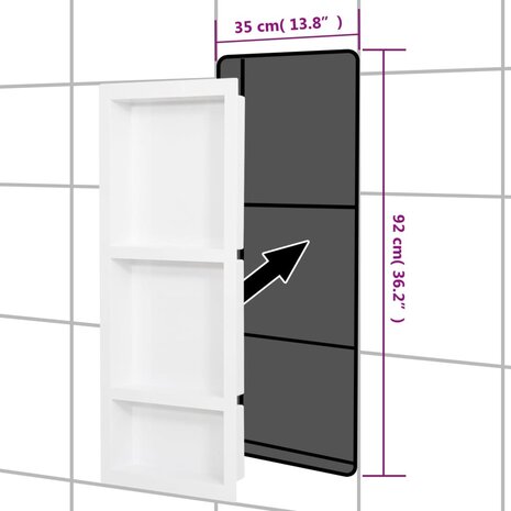 Douchenis met 3 vakken 41x99x9 cm hoogglans wit 6