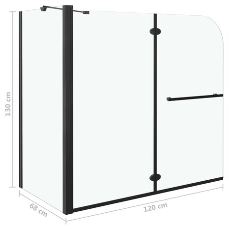 Douche klapwand 120x68x130 cm ESG zwart 7
